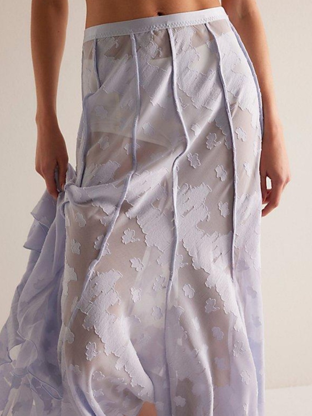 Free People Maybe Baby Maxi Slip Semi Sheer Jacquard Half Slip Skirt XL